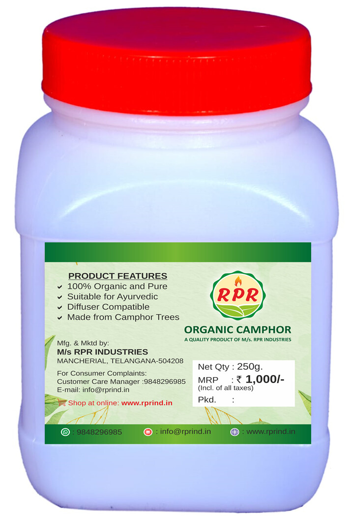 RPR Organic Bhimseni Camphor Flakes, 250g X 1 Jar, Transparent White - photo 2