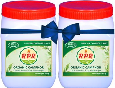 RPR Organic Bhimseni Camphor Flakes, 1kg (500g X 2 Jars), Transparent White