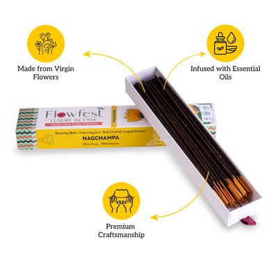 FlowFest Luxury Incense - Nagchampa (Pack of 1, 50 Sticks) - photo 4